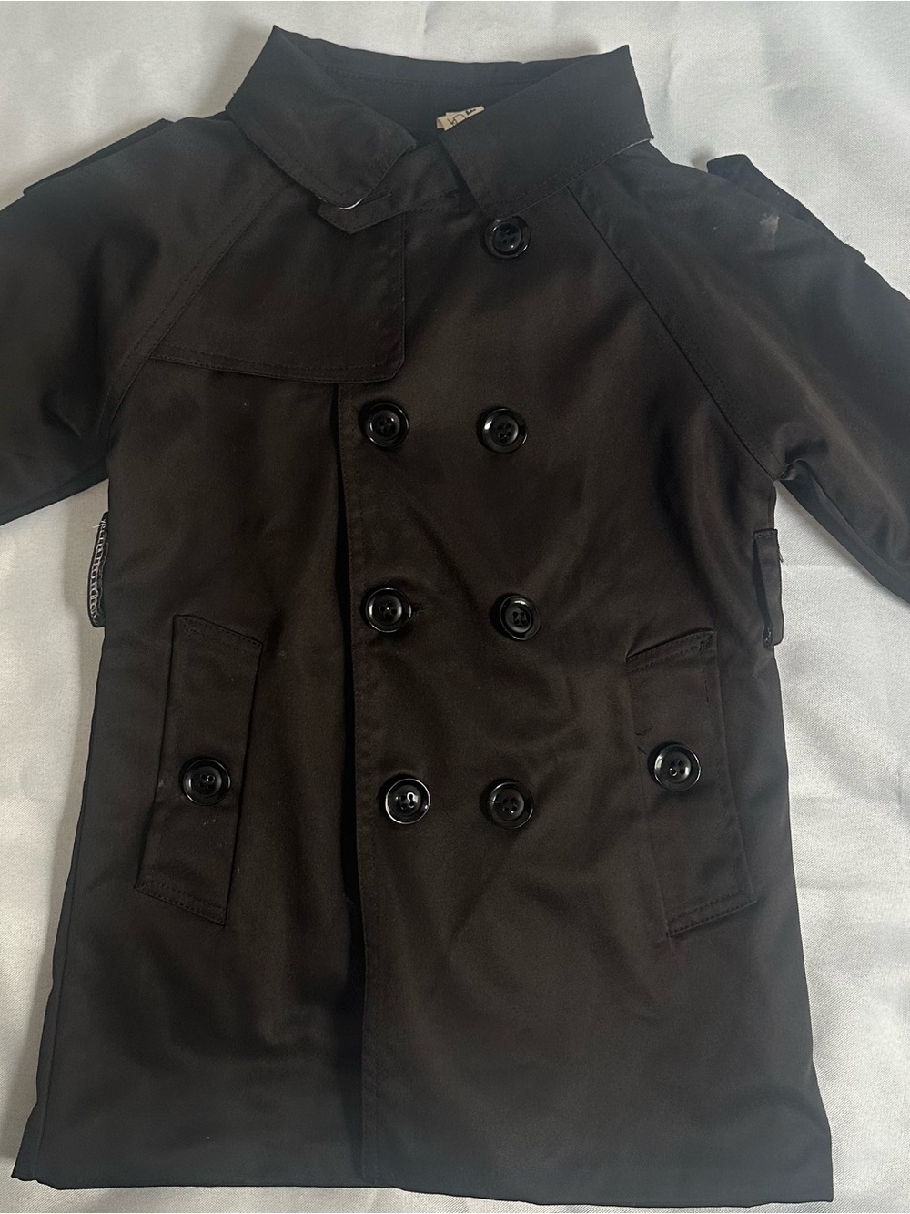 Classic Black Double-Breasted Kids Trench Coat Size 3T